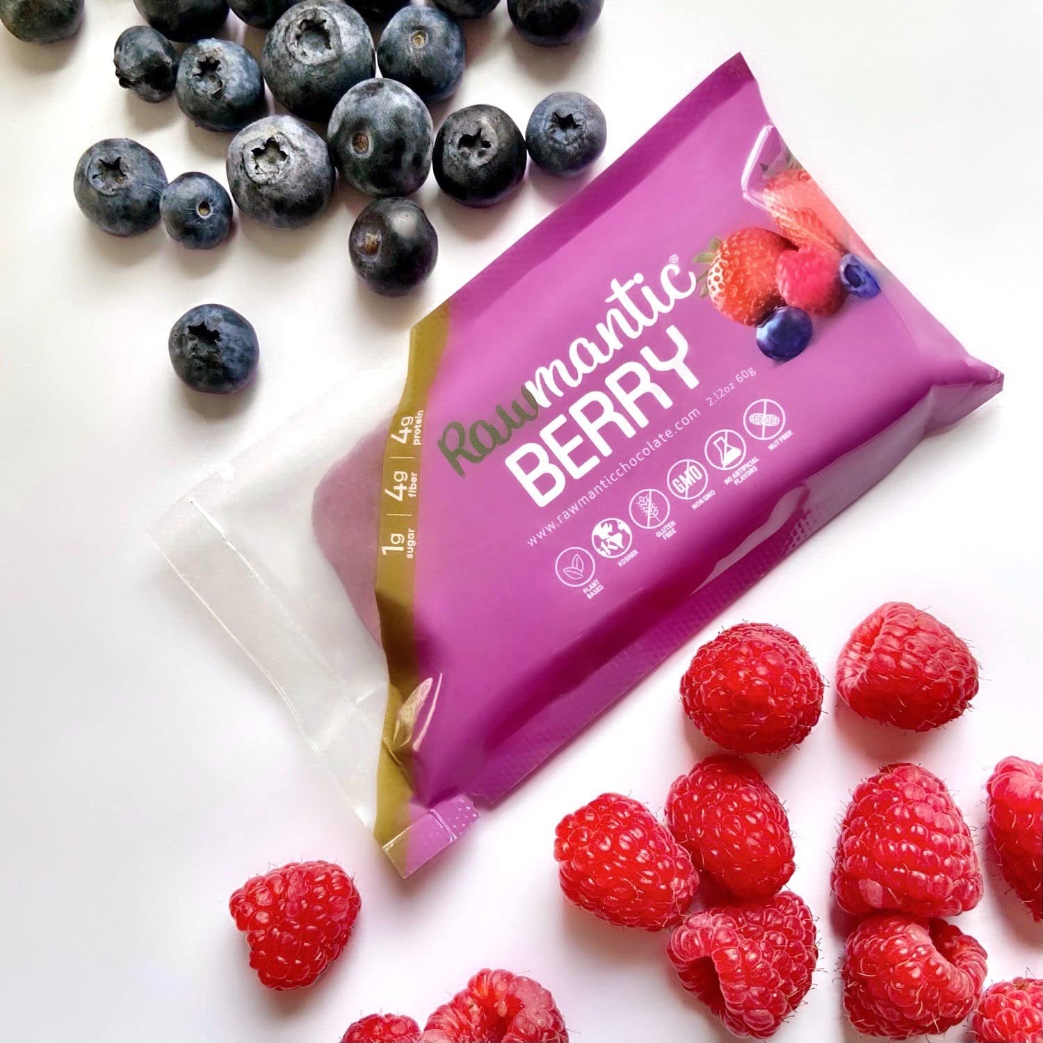 Vegan Mixed Berry Chocolate Energy Bars - 2.1 Oz (Pack of 12) - Dairy, Nut, and Gluten Free Snack Bars - Non-GMO Rawmantic Chocolate Berry Bars for Energy Boosts