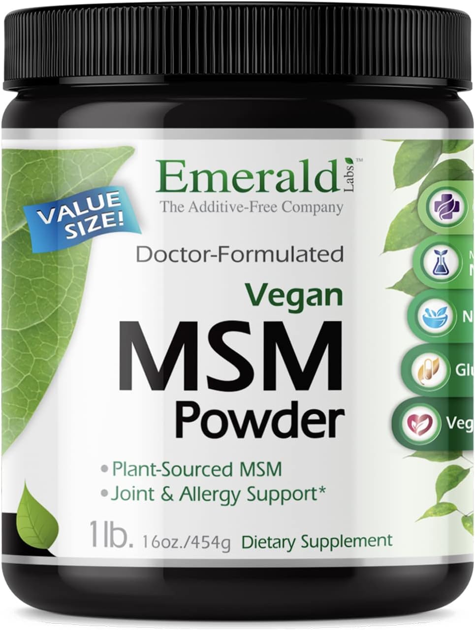 Vegan MSM Powder for Liver Detox, Joint & Skin Health - Plant-Sourced Supplement - Gluten-Free - 16 oz