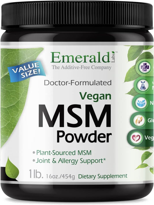 Vegan MSM Powder for Liver Detox, Joint & Skin Health - Plant-Sourced Supplement - Gluten-Free - 16 oz