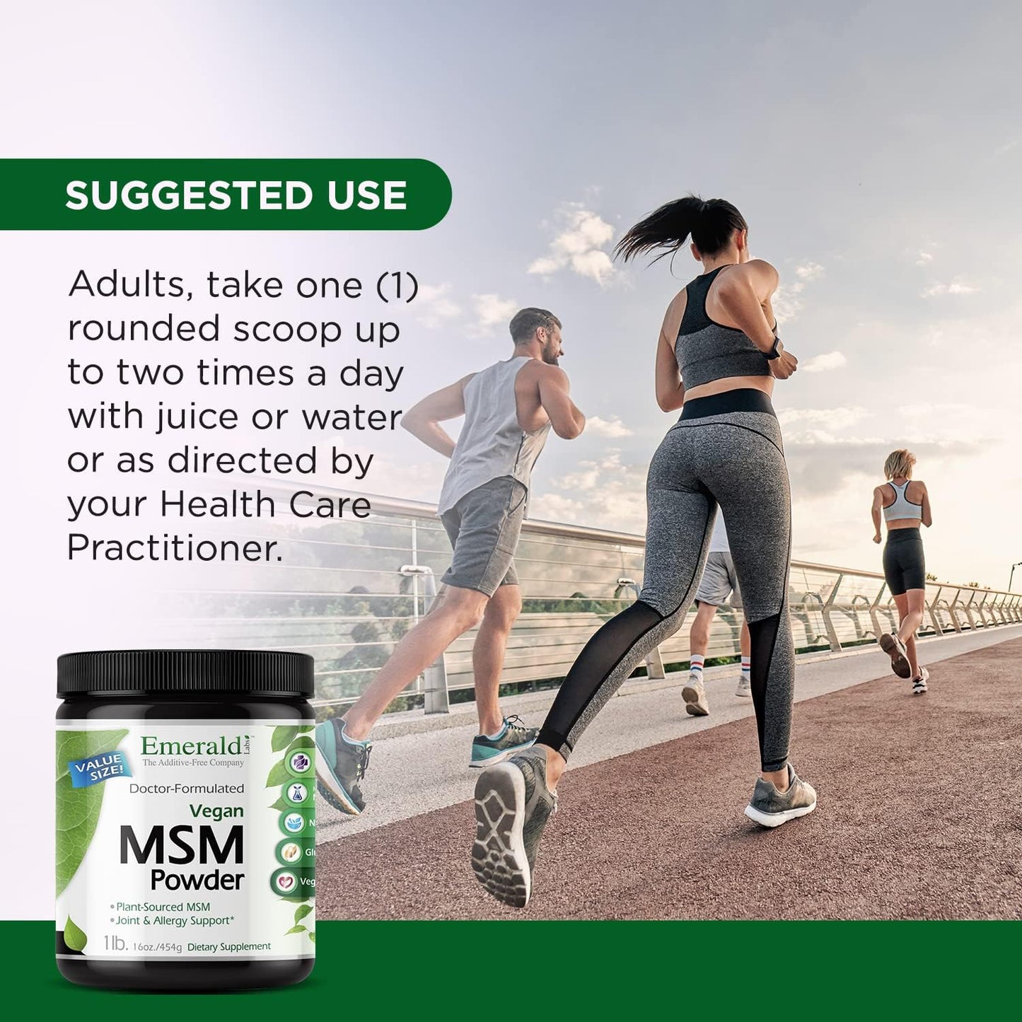 Vegan MSM Powder for Liver Detox, Joint & Skin Health - Plant-Sourced Supplement - Gluten-Free - 16 oz
