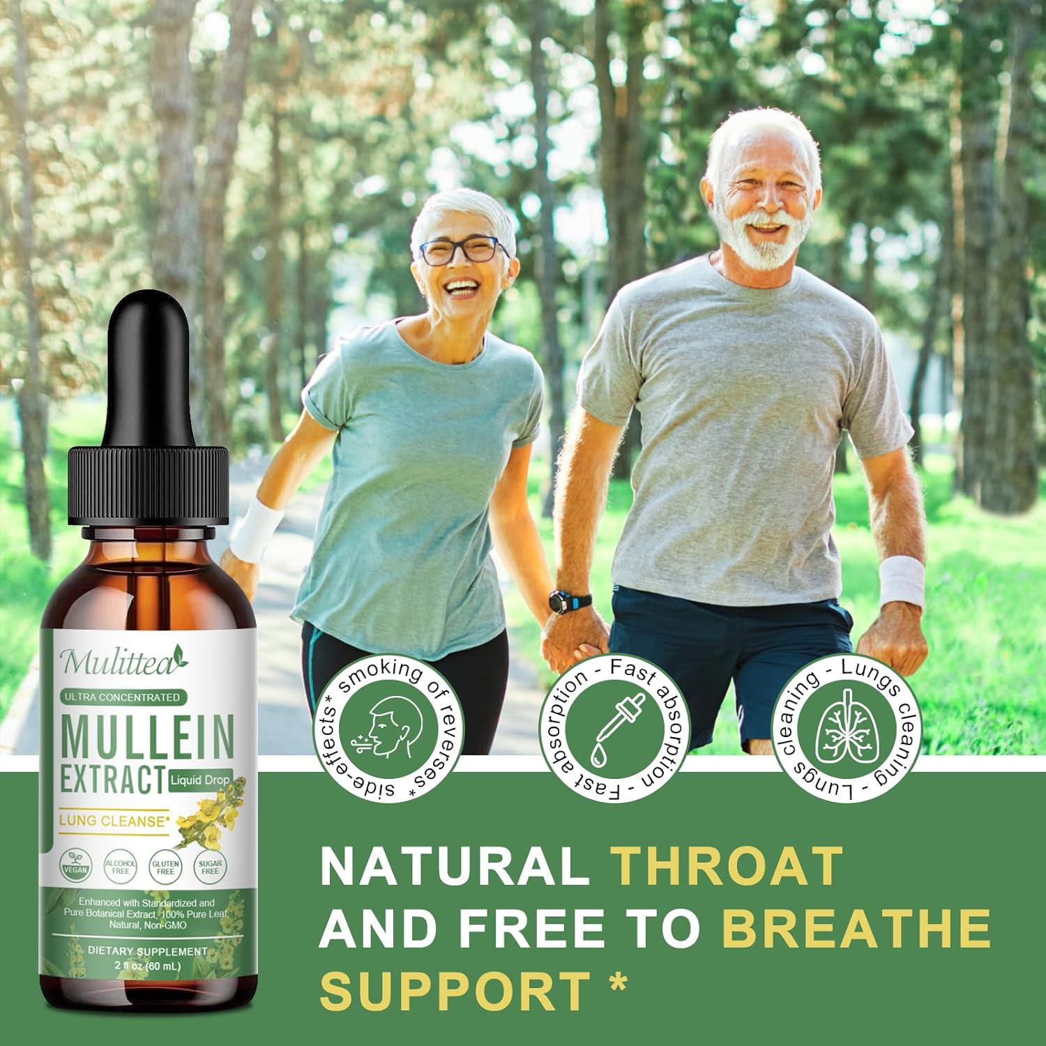 Vegan Mullein Leaf Extract Drops for Lung Cleanse & Detox - Immune & Respiratory Support - 9 Herbal Supplement to Renew - Liquid Tincture