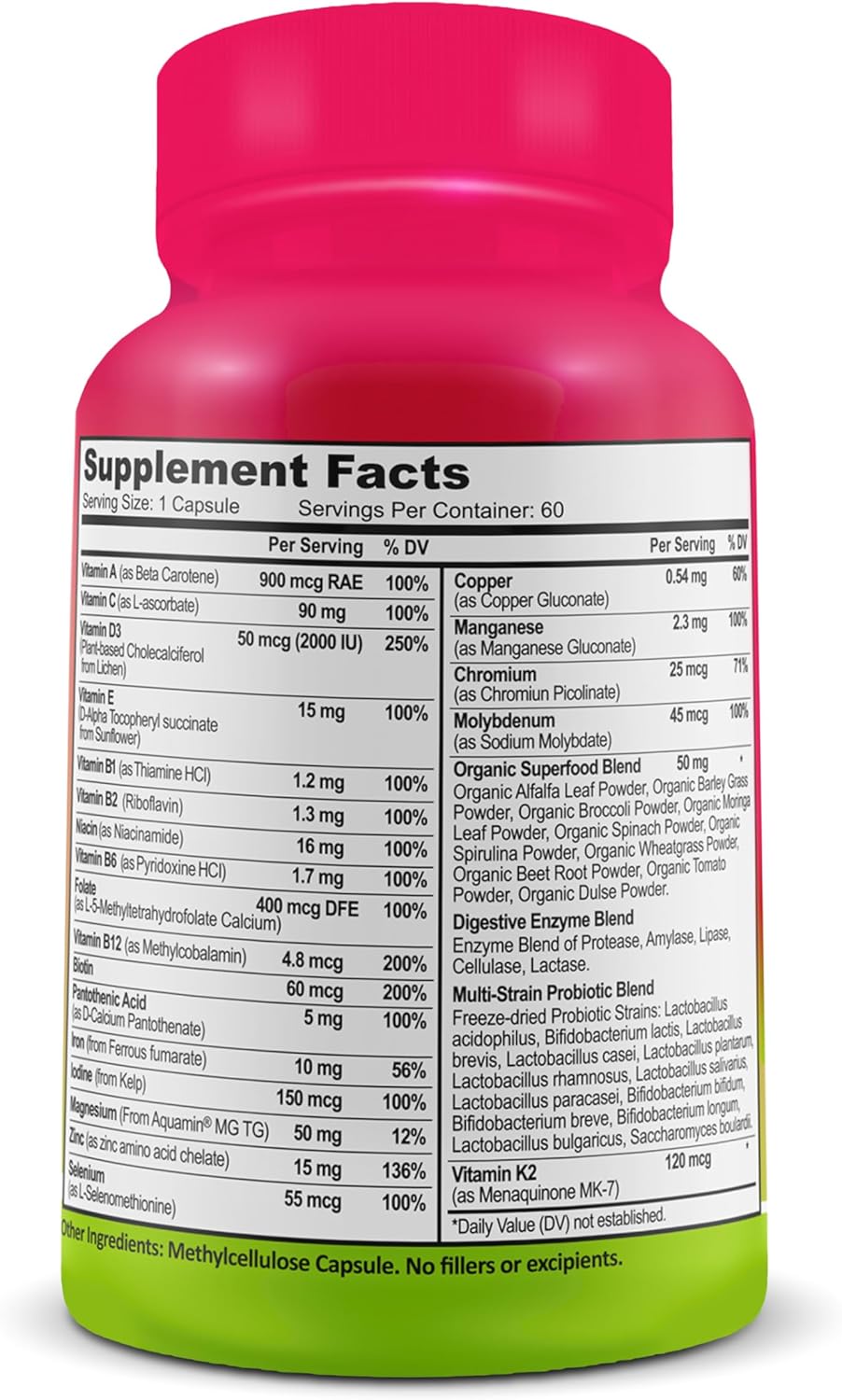 Vegan Multivitamin Bundle: Women's Daily with Iron + Whole Food Calcium 500mg (Aquamin) for Optimal Health