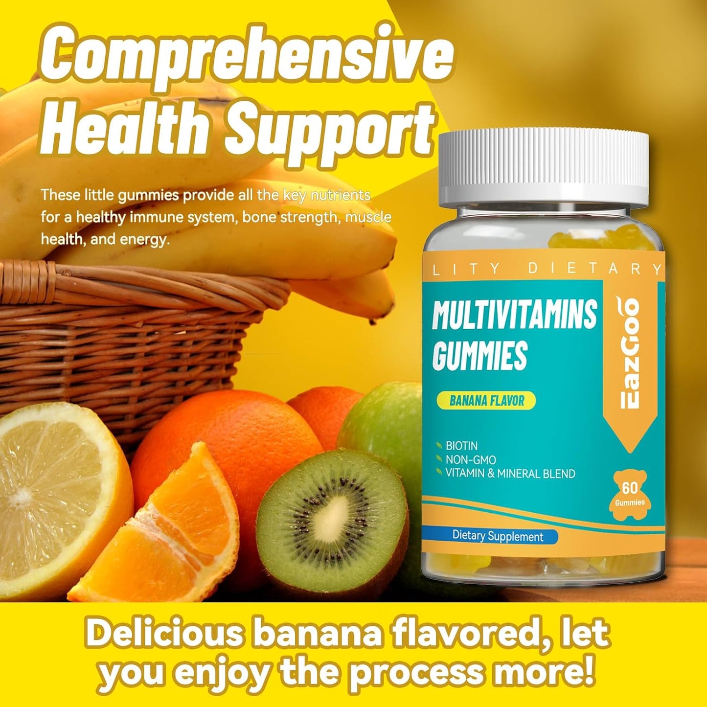 Vegan Multivitamin Gummies for Adults - 60 Count, Daily Nutritional Support for Men & Women