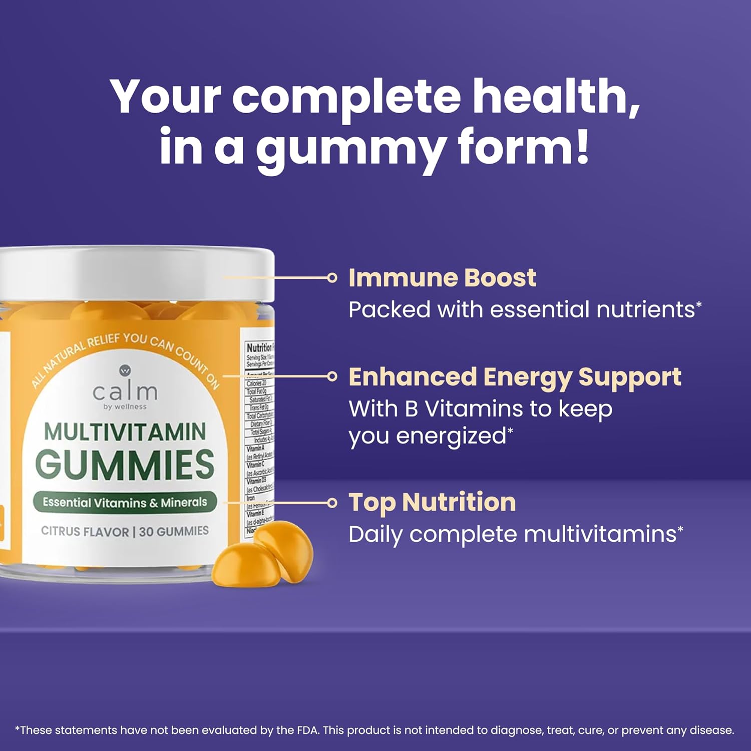 Vegan Multivitamin Gummy with Antioxidant Vitamins for Overall Health - Calm by Wellness