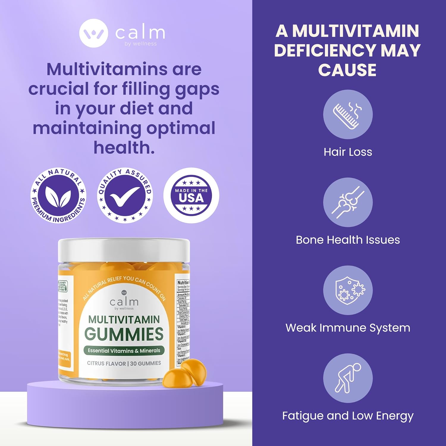 Vegan Multivitamin Gummy with Antioxidant Vitamins for Overall Health - Calm by Wellness