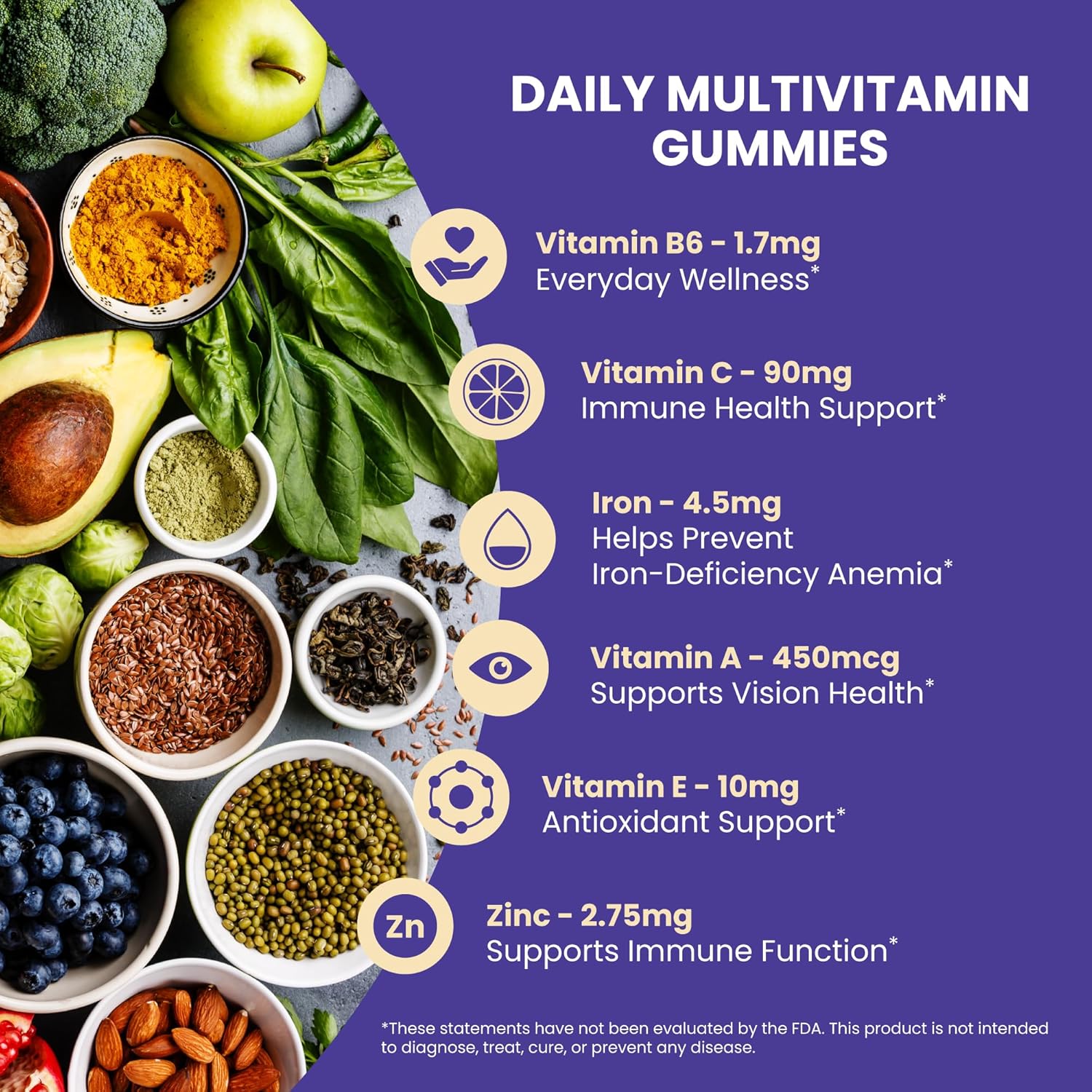 Vegan Multivitamin Gummy with Antioxidant Vitamins for Overall Health - Calm by Wellness