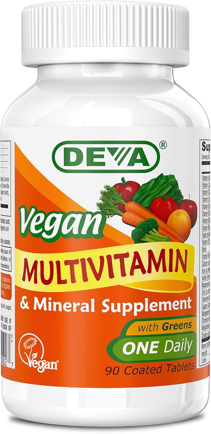 Vegan Multivitamin Supplement with Greens - High-Potency Once-Per-Day Formula for Daily Health - Vitamins A, C, D, E, B Complex - 90 Tablets