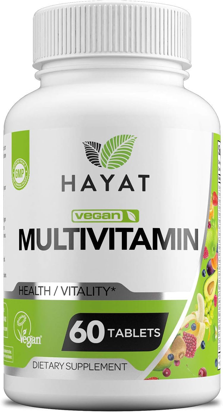 Vegan Natural Multivitamin with Vitamin A, C, D, E, B, Biotin & Zinc, 2 Month Supply - Halal Certified - Made in USA - 60 Tablets