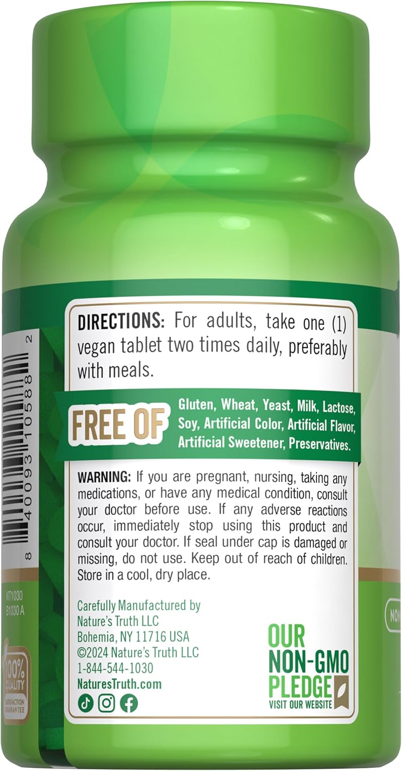 Vegan Non-GMO Vitamin B1 (Thiamine) 100mg Supplement - 100 Count Gluten Free