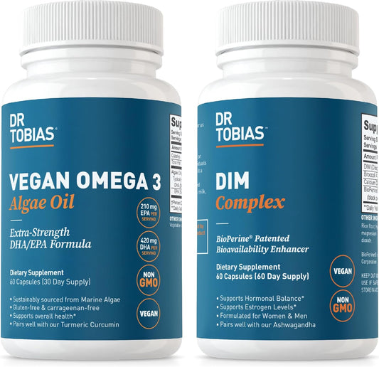 Vegan Omega 3 Algae Oil with DIM Complex for Hormonal Health - Non-GMO, Vegan Formula for Women & Men