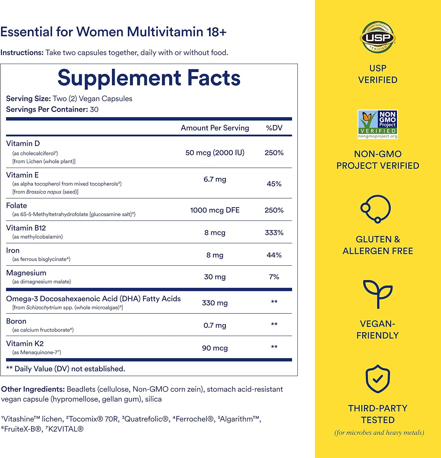 Vegan Omega 3 DHA Multivitamin for Men and Women 18+ by Ritual