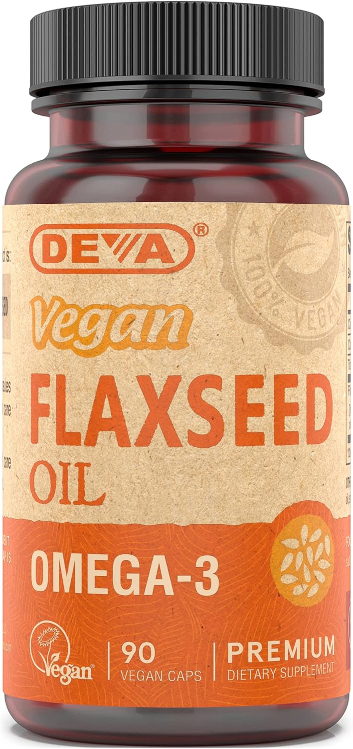 Vegan Omega-3 Flaxseed Oil Supplement - 1000 MG Per Serving - Cold-Pressed & Unrefined - Non-Fish Alternative - Omega-3 ALA - 90 Capsules