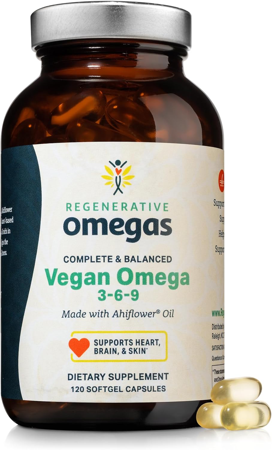 Vegan Omegas Ahiflower Oil Softgels - Complete Plant-Based Source of Omega 3-6-9 Fatty Acids - 120 Vegan Softgels - BoostGo Australia