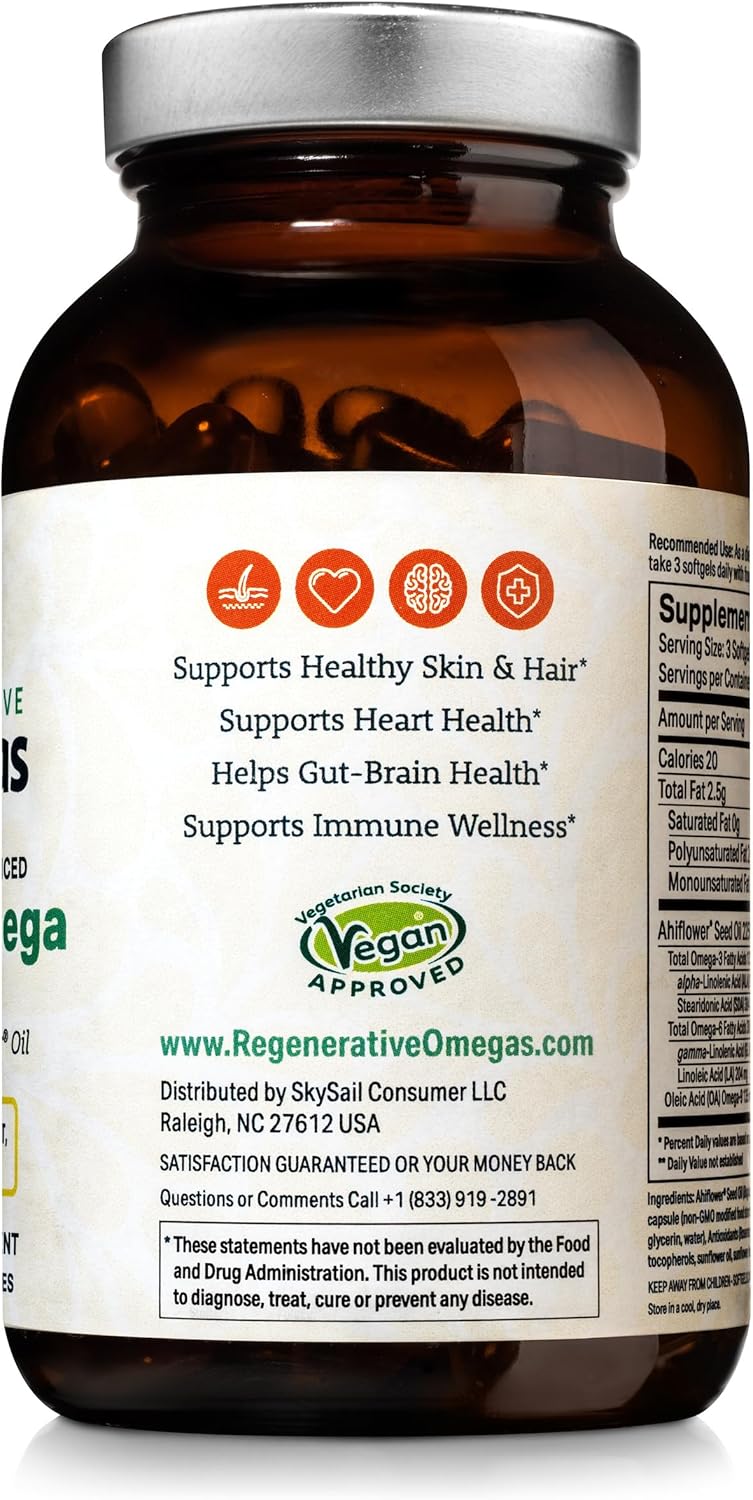 Vegan Omegas Ahiflower Oil Softgels - Complete Plant-Based Source of Omega 3-6-9 Fatty Acids - 120 Vegan Softgels - BoostGo Australia