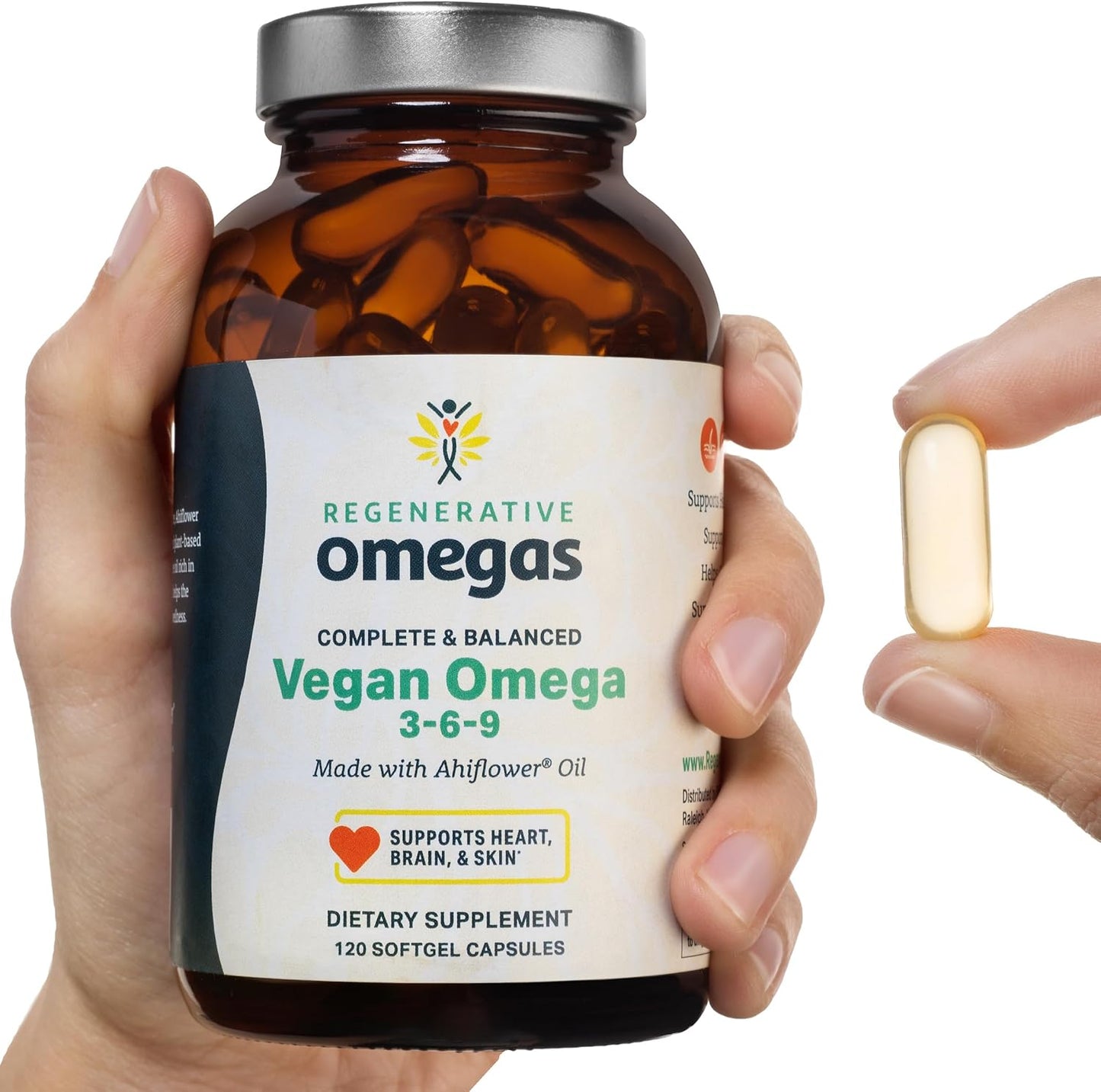 Vegan Omegas Ahiflower Oil Softgels - Complete Plant-Based Source of Omega 3-6-9 Fatty Acids - 120 Vegan Softgels - BoostGo Australia