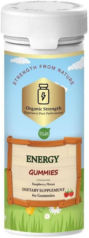 Vegan Organic Energy Gummies with Vitamin B12 for Natural Vitality (60 Count)