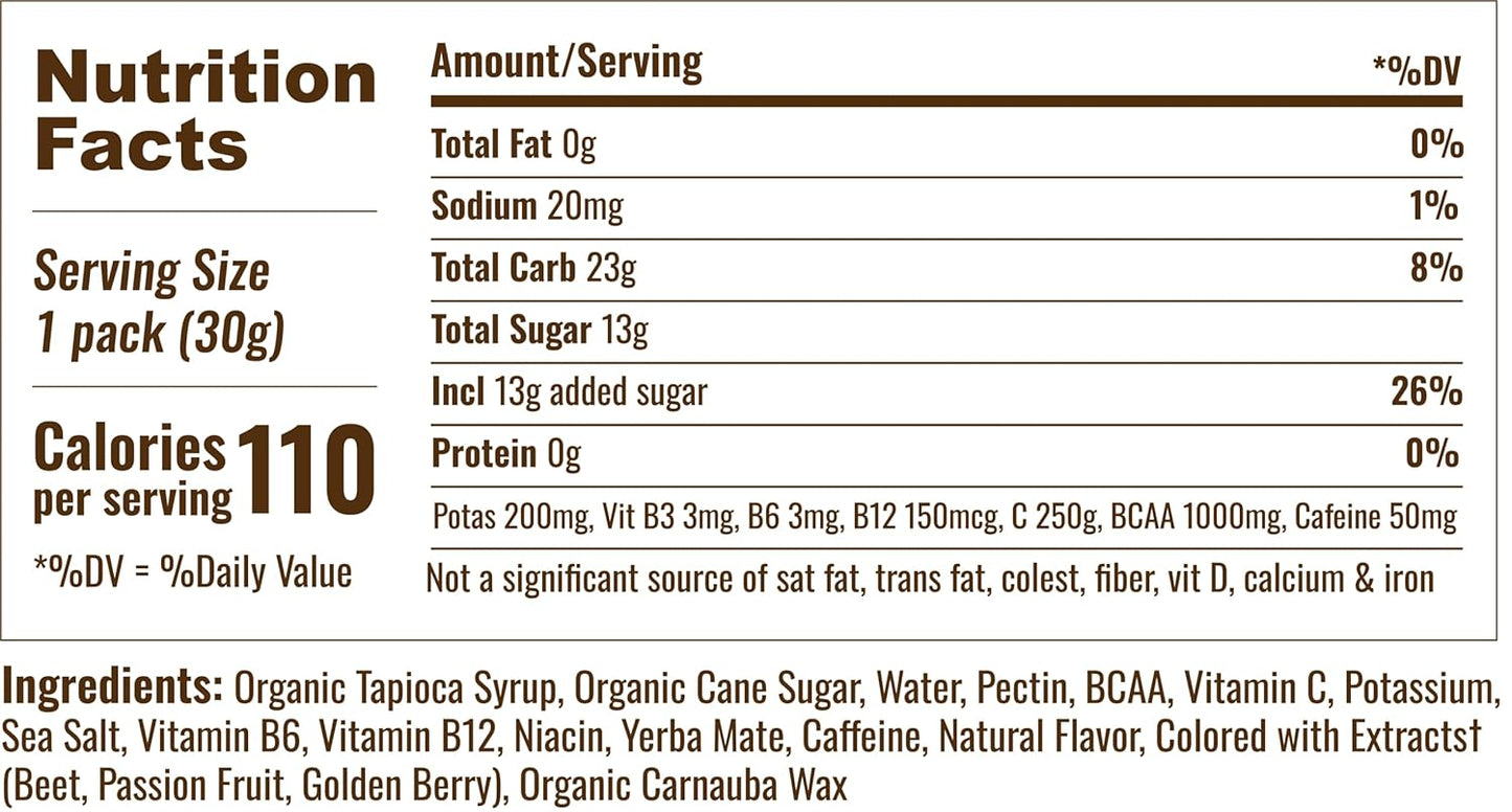 Vegan Peach Trail Chews Gummies for Hiking - Energy, Hydration & Recovery - 30g, 10 Pieces - Vitamin Rich & Immunity Support