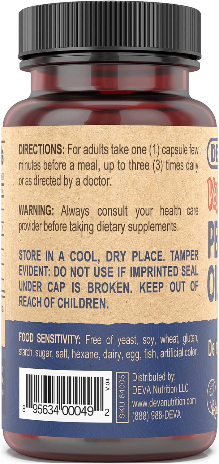 Vegan Peppermint Oil Capsules with Orange Oil, Delayed Release Formula - 90 Capsules