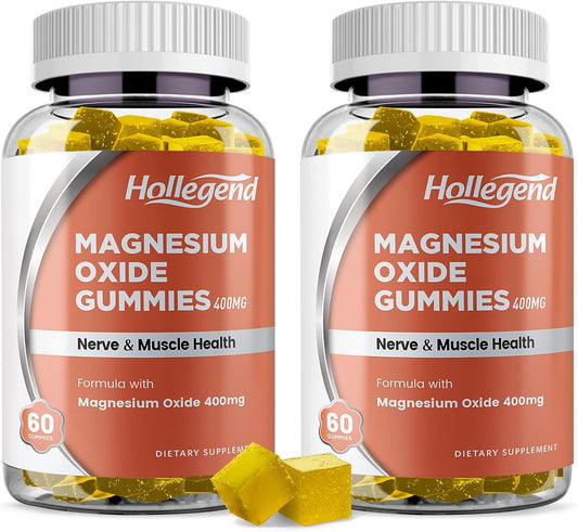 Vegan Pineapple Flavored Magnesium Oxide 400mg Gummies for Muscle, Nerve, and Heart Health - 120 Count