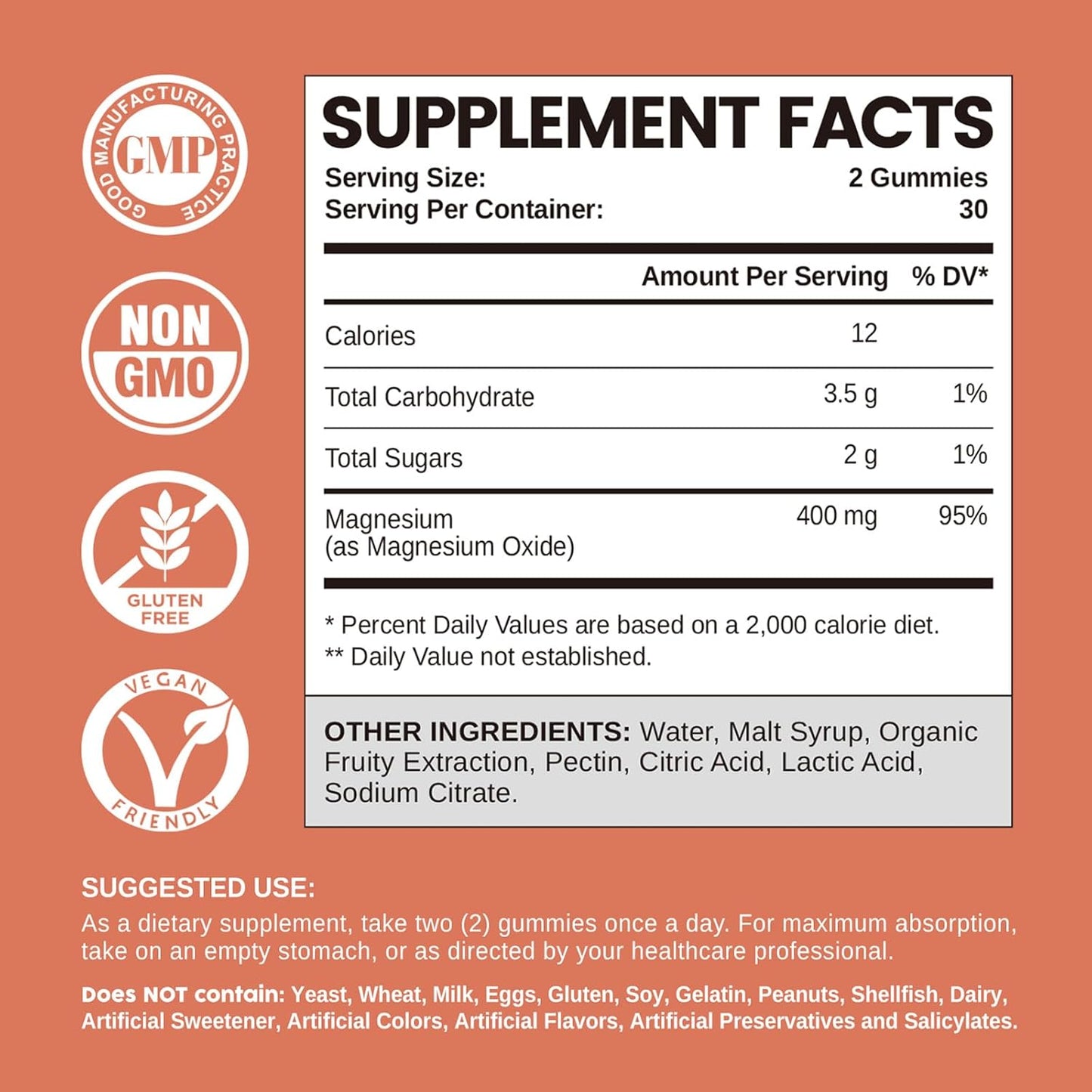 Vegan Pineapple Flavored Magnesium Oxide 400mg Gummies for Muscle, Nerve, and Heart Health - 120 Count