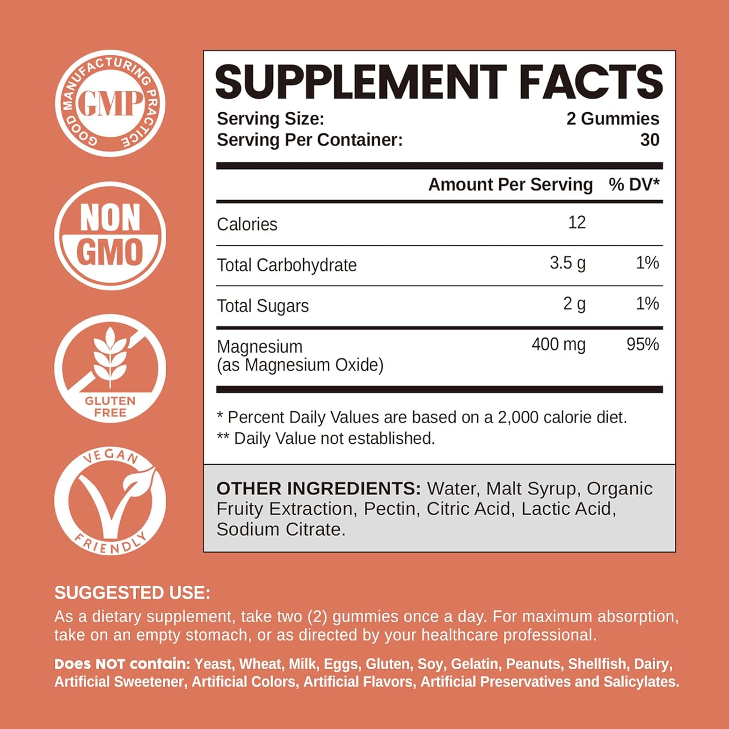 Vegan Pineapple Flavored Magnesium Oxide 400mg Gummies for Muscle, Nerve, and Heart Health - 120 Count