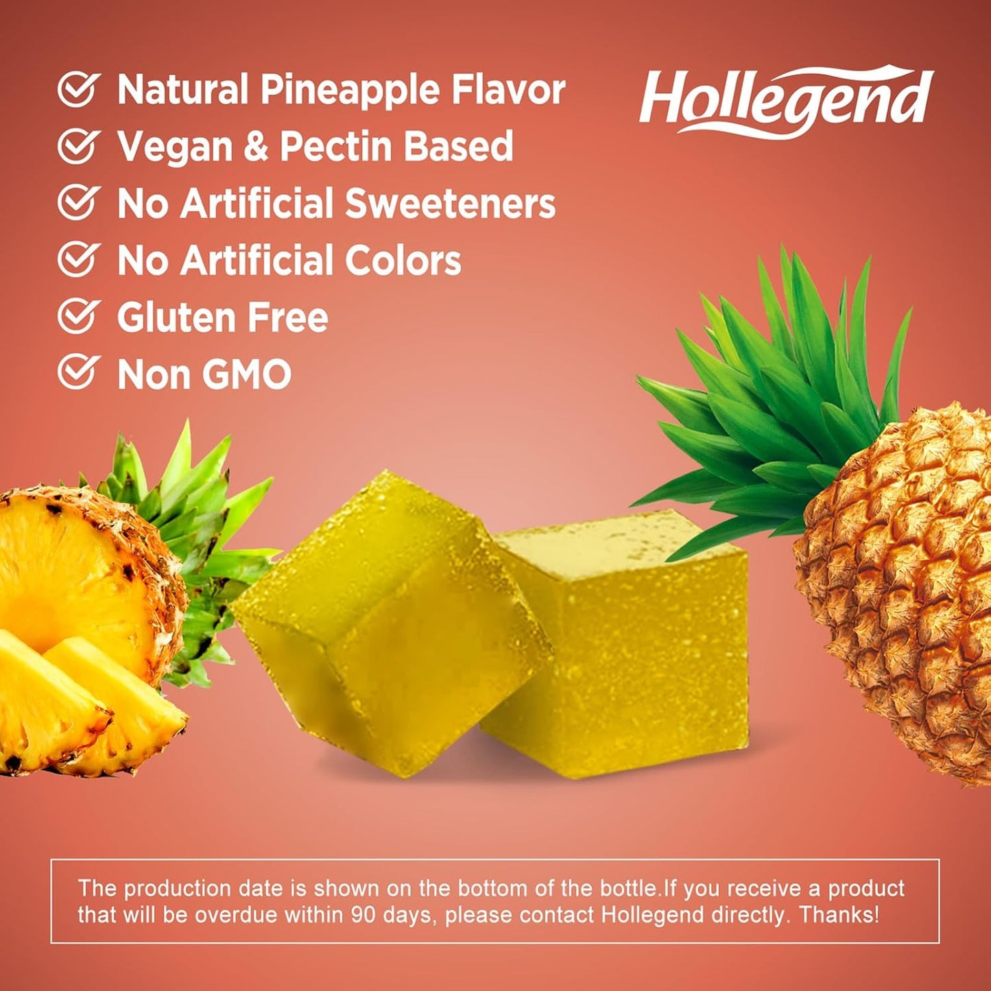 Vegan Pineapple Flavored Magnesium Oxide 400mg Gummies for Muscle, Nerve, and Heart Health - 120 Count