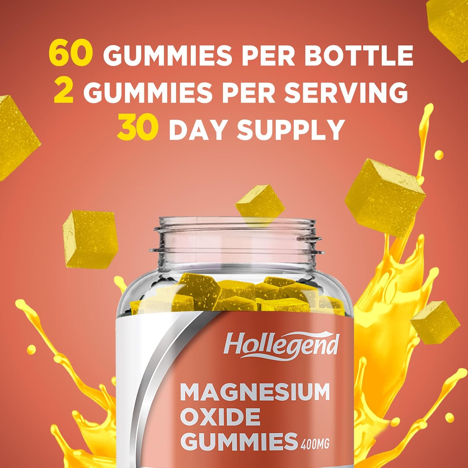 Vegan Pineapple Flavored Magnesium Oxide 400mg Gummies for Muscle, Nerve, and Heart Health - 120 Count