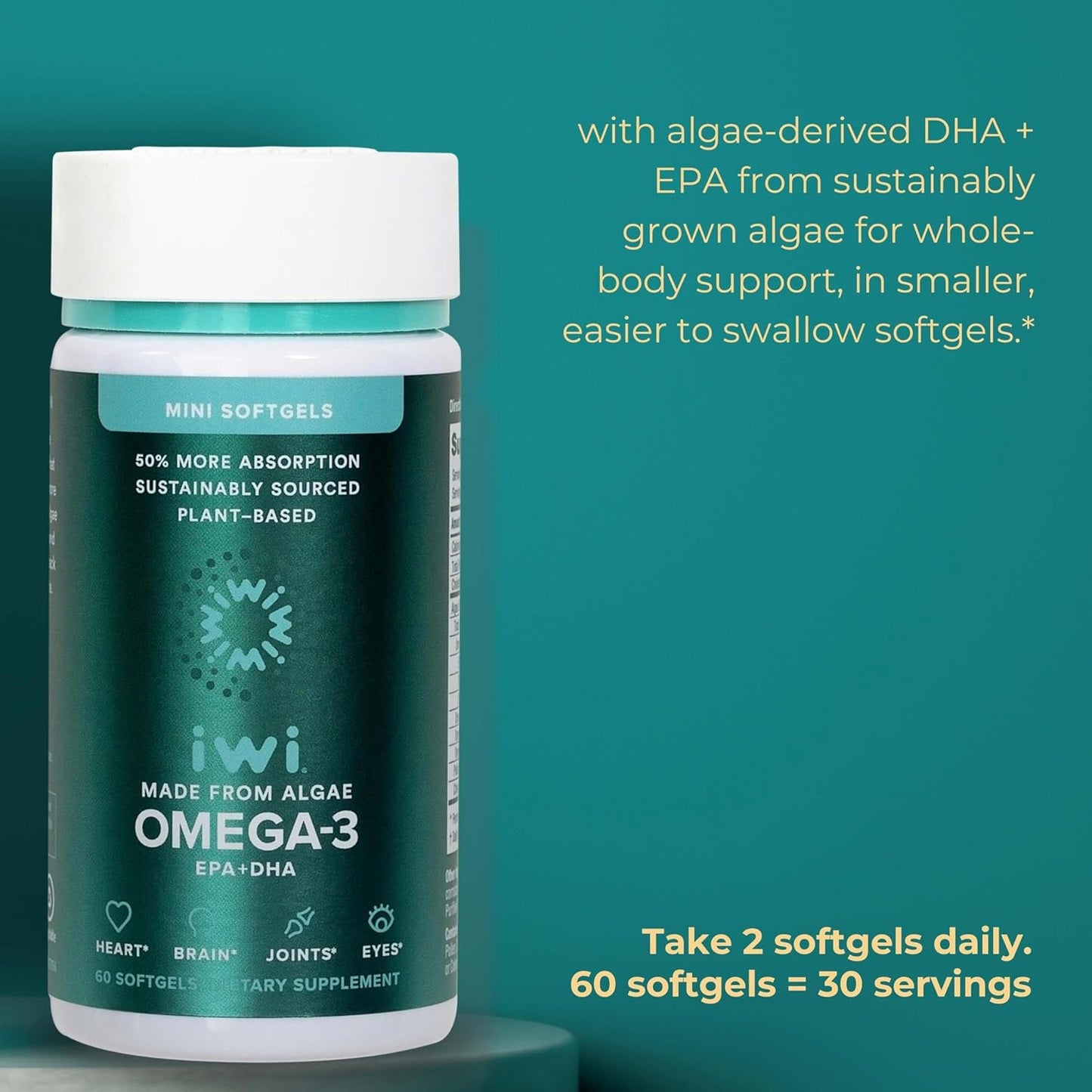 Vegan Plant-Based Algae Omega-3 Bundle, 30 Servings, No Fishy Aftertaste, Krill & Fish Oil Alternative