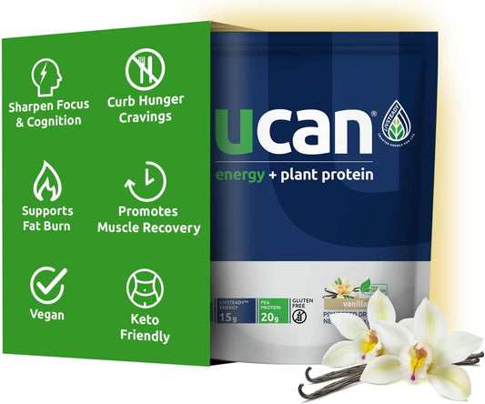 Vegan Plant Protein Powder with 20g Pea Protein, Amino Acids, and BCCAs - Keto-Friendly Vanilla Blend - 12 Servings