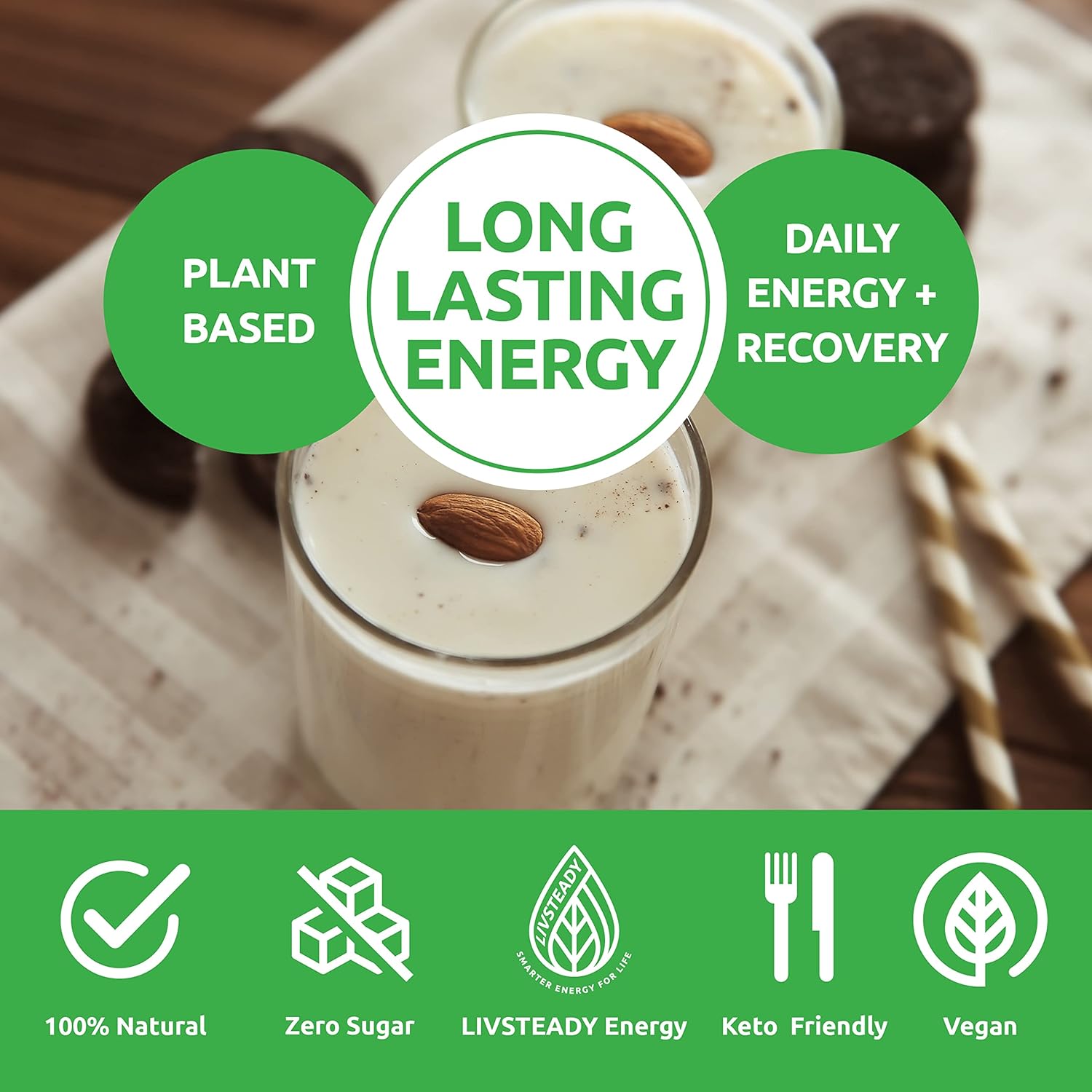Vegan Plant Protein Powder with 20g Pea Protein, Amino Acids, and BCCAs - Keto-Friendly Vanilla Blend - 12 Servings