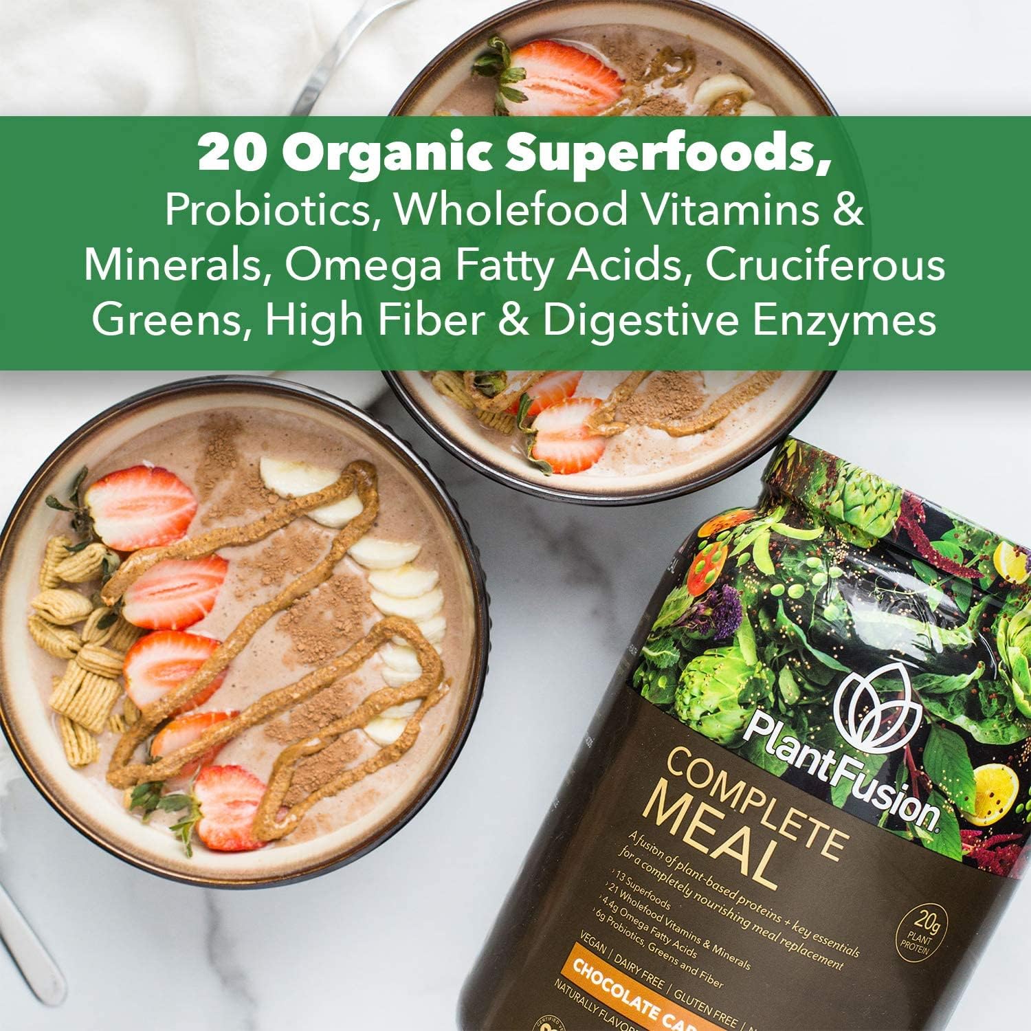 Vegan PlantFusion Bundle: Complete Protein & Meal, Chocolate & Vanilla, Dairy/Gluten/Soy Free, Allergy-Friendly, Digestive Enzymes, Dietary Supplement