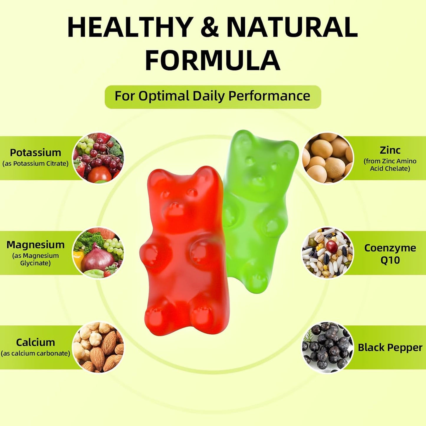Vegan Potassium Magnesium Gummies for Adults & Kids, High Absorption Magnesium for Leg Cramps & Immune Health, Sugar-Free Mixed Flavors - 120 Count