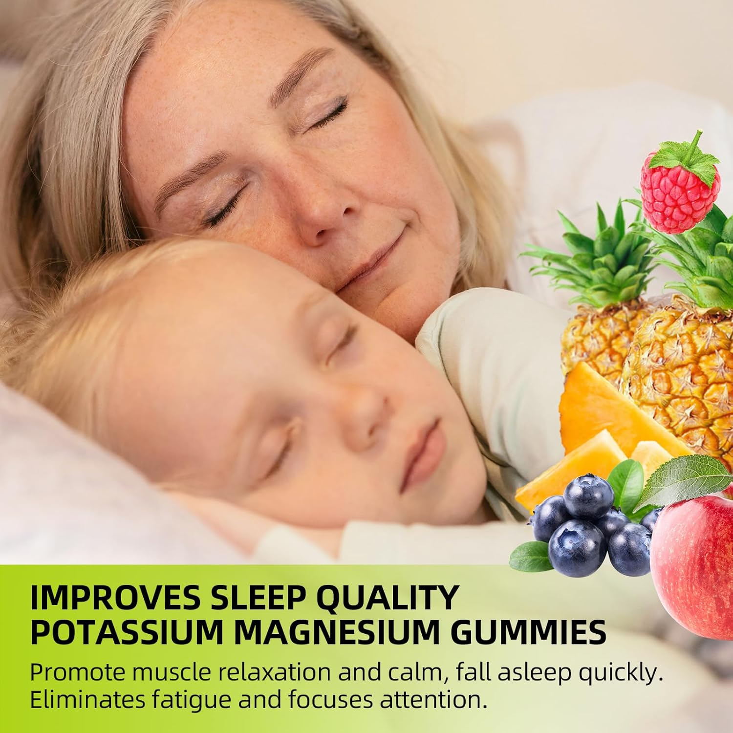 Vegan Potassium Magnesium Gummies for Adults & Kids, High Absorption Magnesium for Leg Cramps & Immune Health, Sugar-Free Mixed Flavors - 120 Count