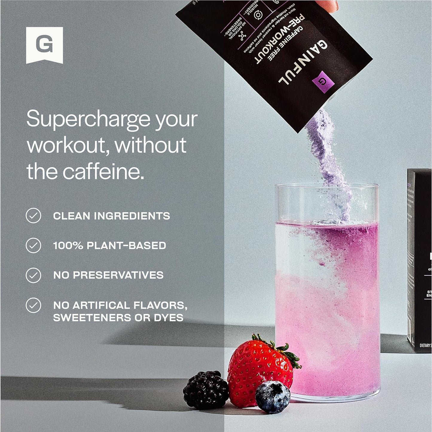 Vegan Pre Workout Powder with Clean Energy, Creatine, and BCAA Blend for Endurance and Muscle Recovery - Wild Berry Flavor, Non GMO