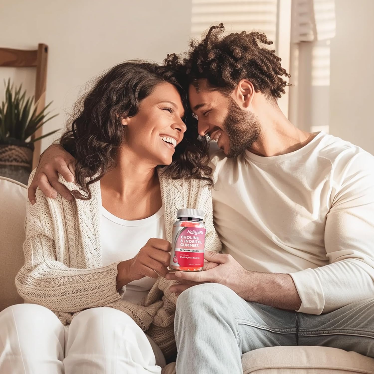 Vegan Prenatal Choline Inositol Gummies with DHA, 60 Ct, Supports Nervous System, Immune & Brain Health for Women & Kids, Chewable Supplement, Strawberry Flavor, Sugar-Free