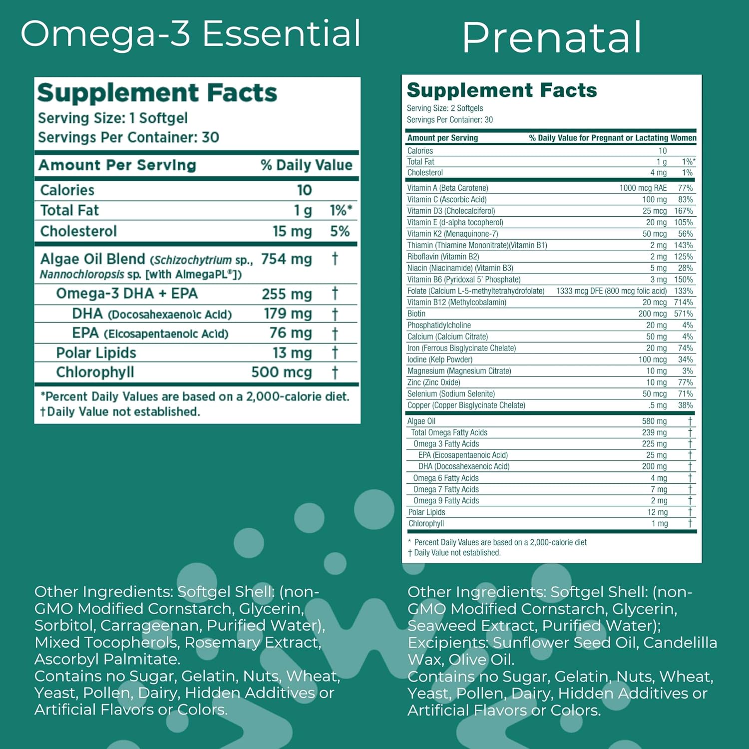 Vegan Prenatal Multivitamin Bundle with Iwi Omega-3, 30 Servings, Plant-Based Algae Omega 3, Krill & Fish Oil Alternative, No Fishy Taste