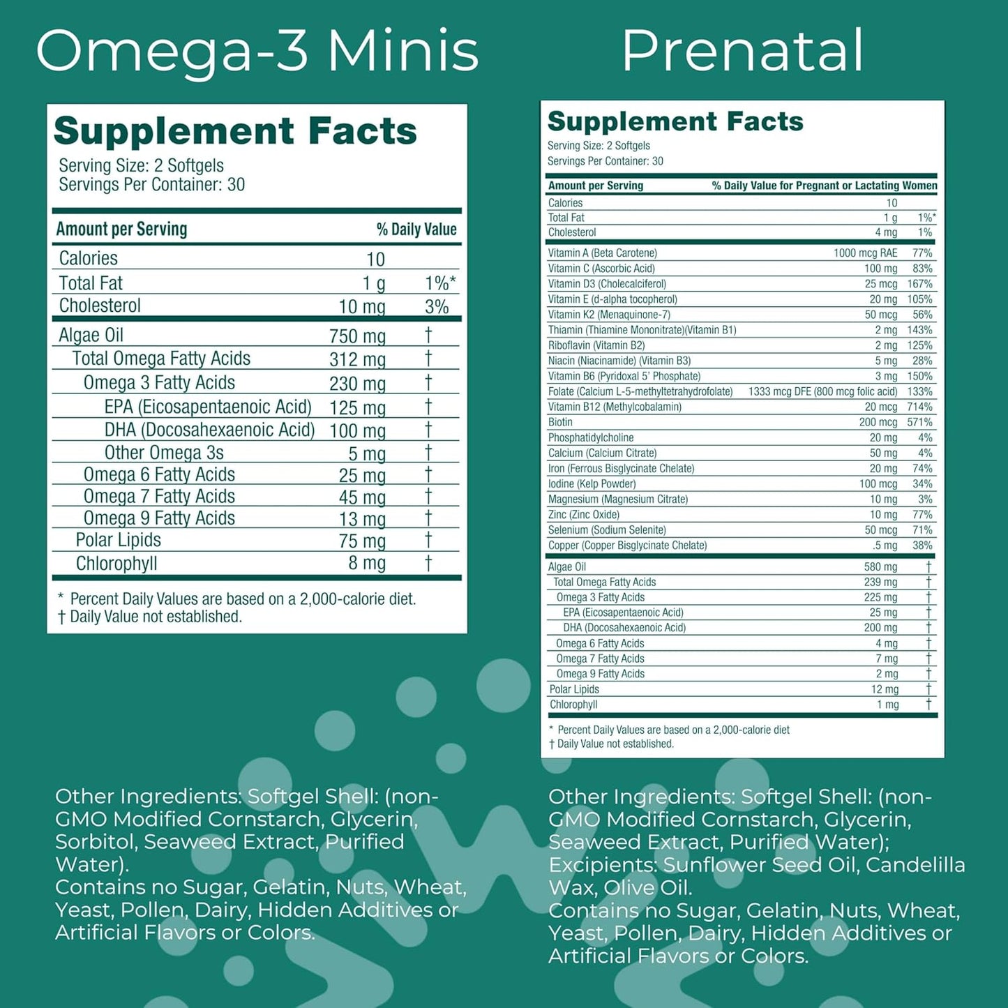 Vegan Prenatal Multivitamin & Omega-3 Mini Bundle, 30 Servings, Plant-Based Algae Omega 3, Fish Oil Alternative