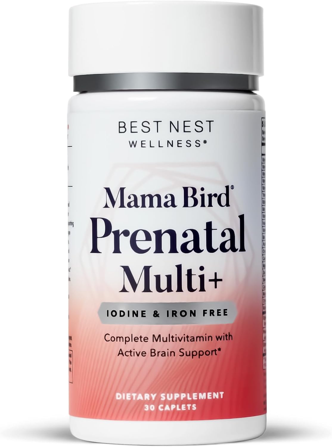 Vegan Prenatal Multivitamin with Methylfolate & Probiotics - Brain & Digestive Health Support - Iron & Iodine Free - 30 Caplets