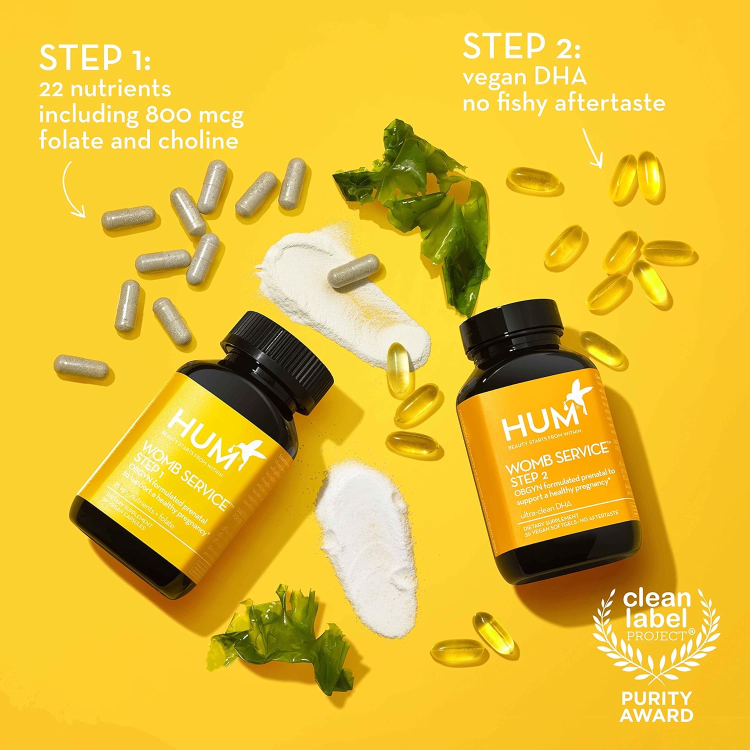 Vegan Prenatal & Postnatal Vitamins Combo Pack with Choline - OBGYN Formulated Clean Pregnancy Support