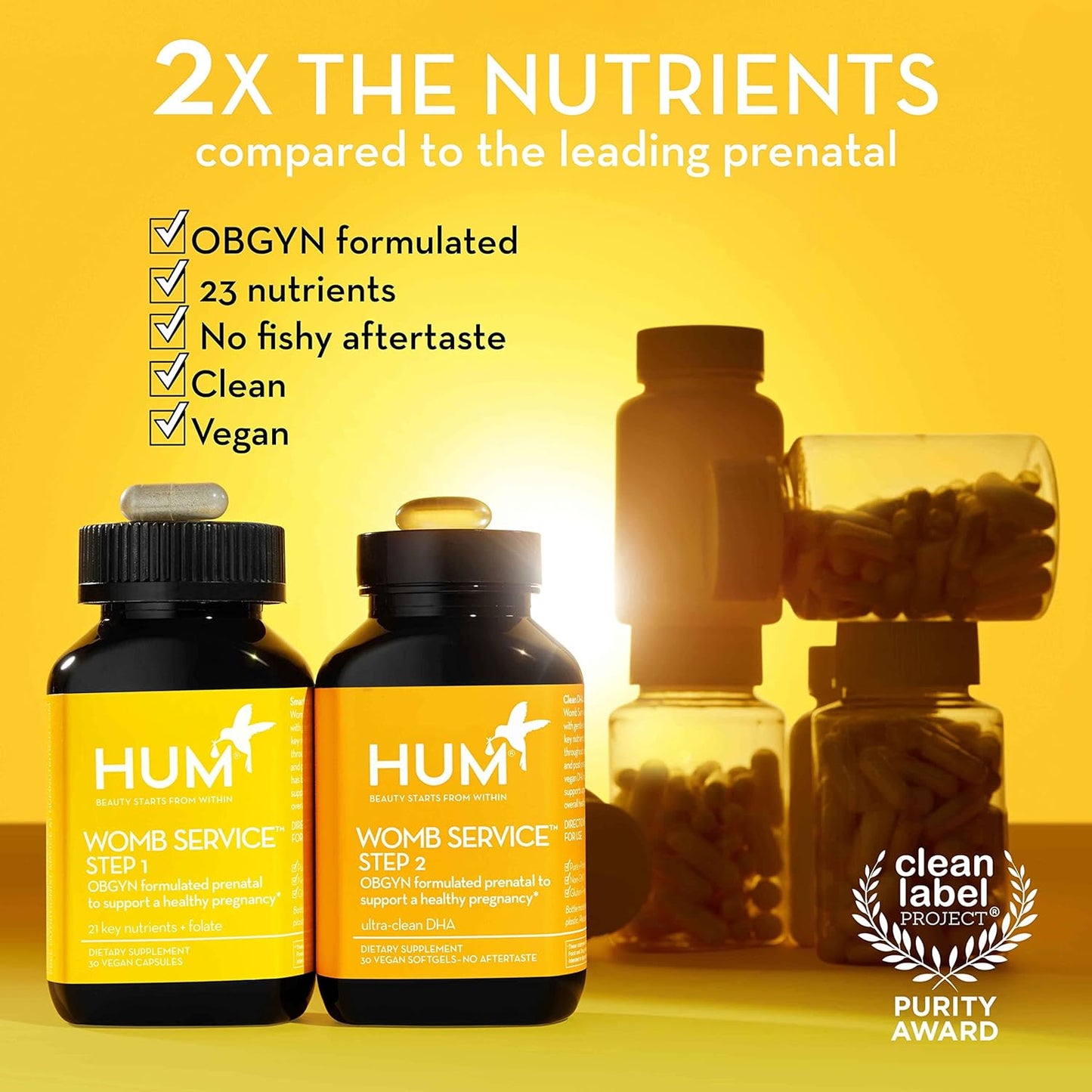 Vegan Prenatal & Postnatal Vitamins Combo Pack with Choline - OBGYN Formulated Clean Pregnancy Support