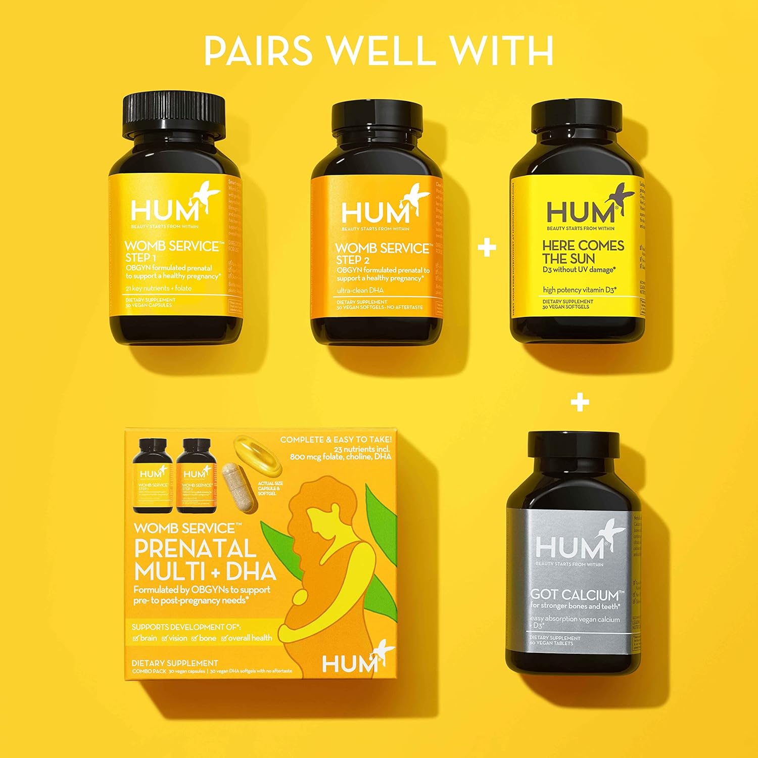 Vegan Prenatal & Postnatal Vitamins Combo Pack with Choline - OBGYN Formulated Clean Pregnancy Support