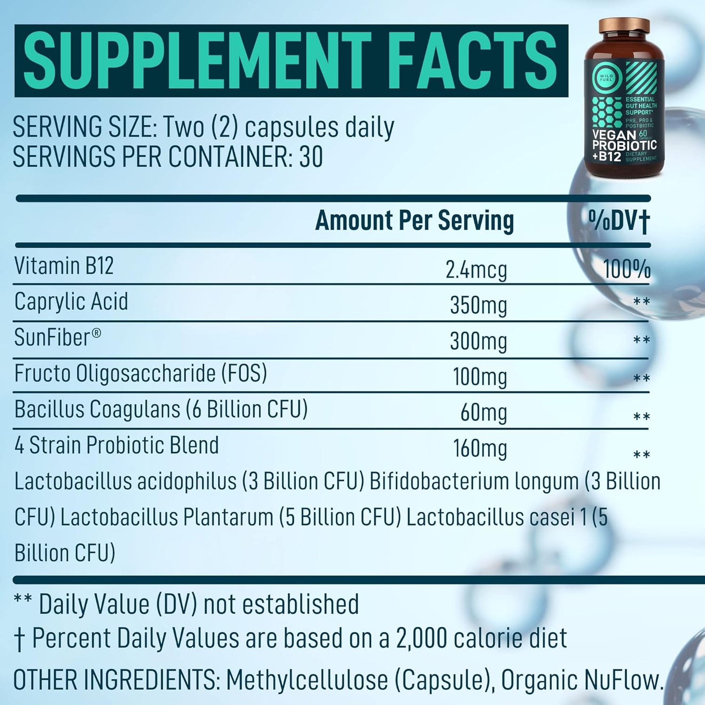 Vegan Probiotic Plus B12 - 22 Billion CFU Synbiotics for Gut Health & Mood Support - Gluten-Free Capsules for Women & Men - BoostGo Australia