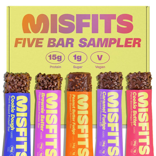 Vegan Protein Bars Variety Pack - New Recipe | Plant Based, Low Sugar & Carb, High Fiber Snacks | 5 Bars (1 of Each Flavor) for Sampling