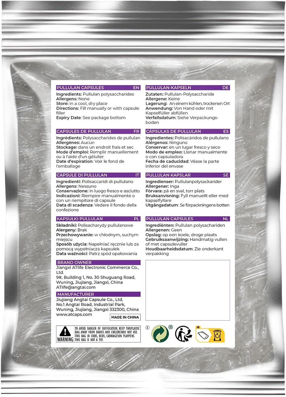 Vegan Pullulan Empty Capsules Size 000 (100 Count) with Micro Lab Spoons - DIY Vegetable Capsule Filling Kit