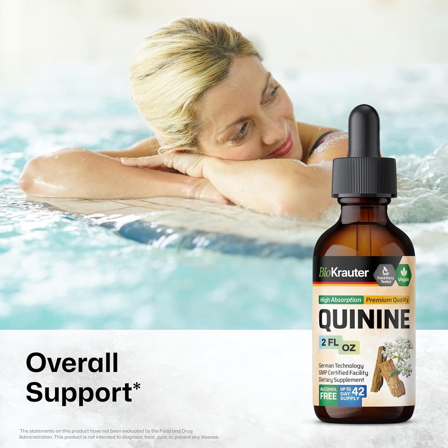 Vegan Quinine Tincture - Cinchona Bark Extract - Alcohol & Sugar Free - Leg Cramp Relief - 2 Fl.Oz.