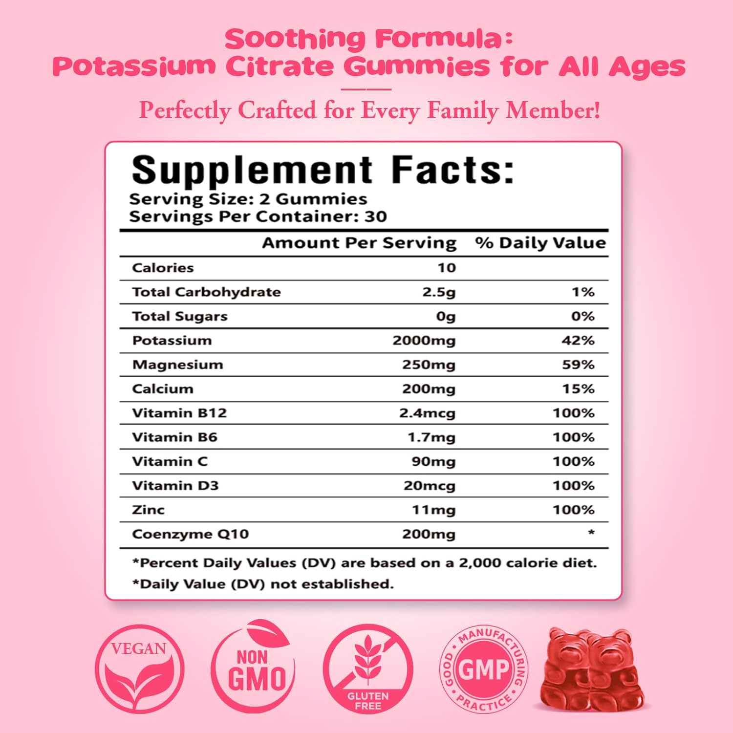 Vegan Raspberry Potassium Citrate Gummies for Muscle Health & Electrolyte Balance - 2 Pack, 120 Count