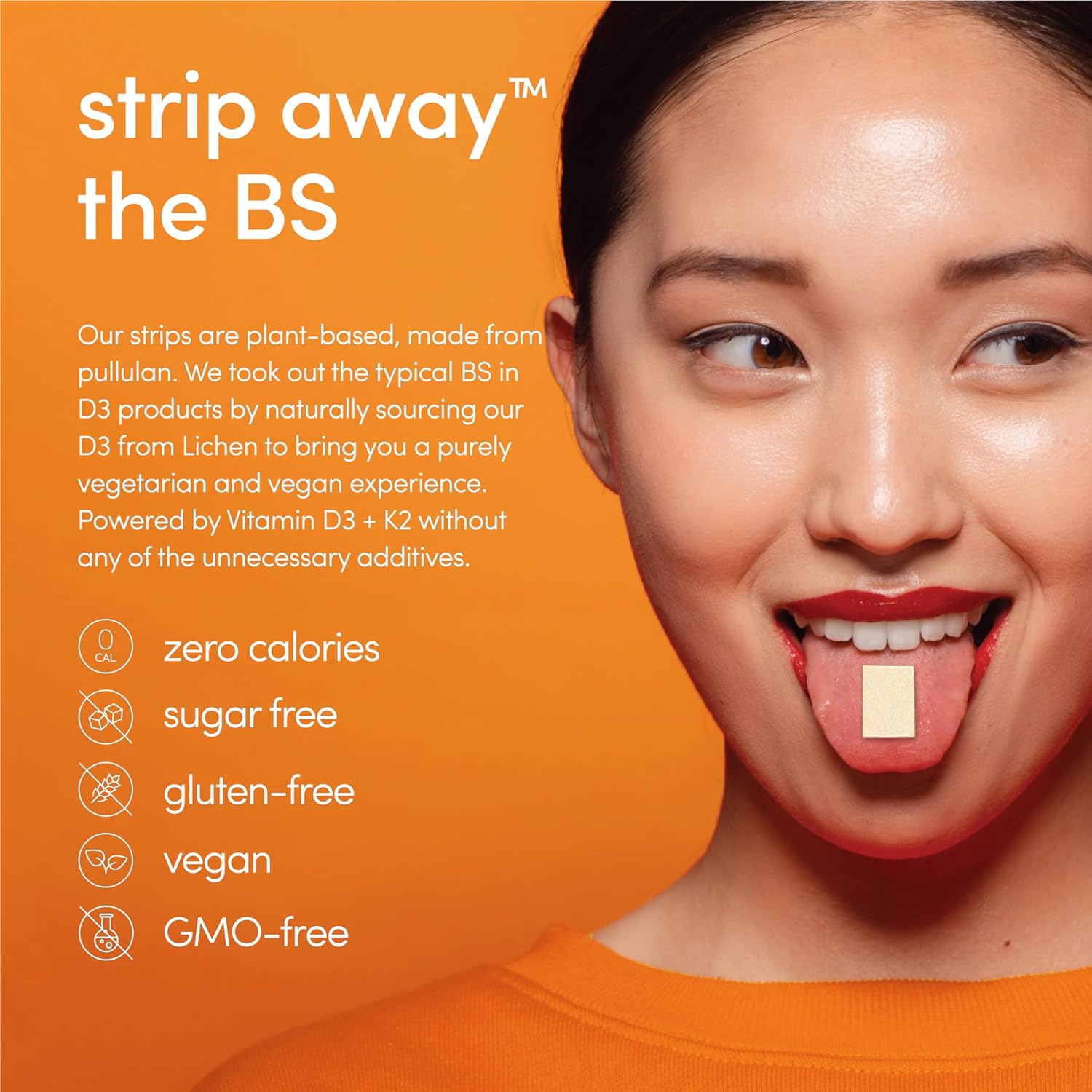 Vegan Raspberry ZENERGY D3 Oral Strips with Vitamin K - 800 IU D3 + 120mcg | Plant-Based Instant Action Supplement - 30 Strips