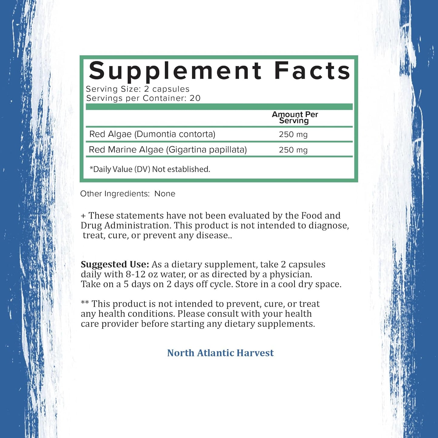 Vegan Red Marine Algae Capsules - Gluten Free, Wild Harvested with Omega 3 - 40 Capsules