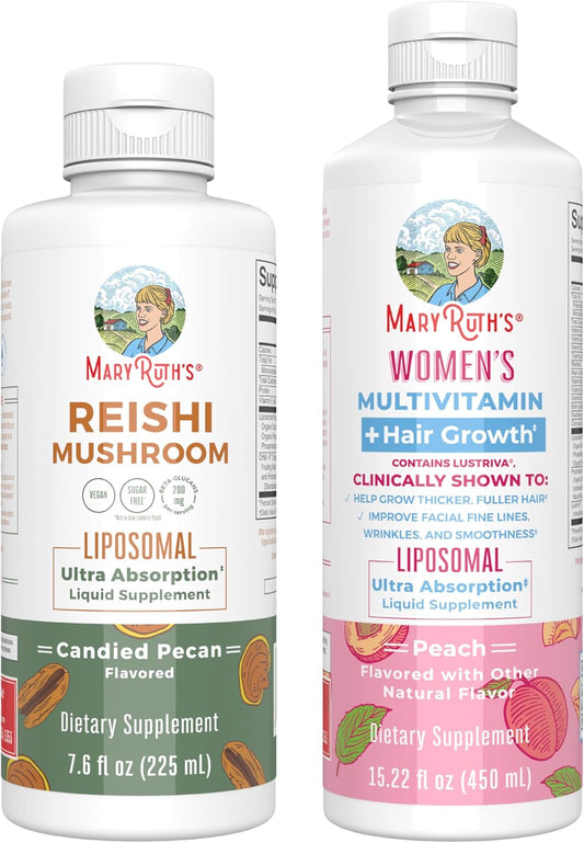 Vegan Reishi Liposomal Multivitamin for Immunity, Beauty & Wellness - Candied Pecan & Peach Flavor | Clean Label Project Verified & Gluten-Free
