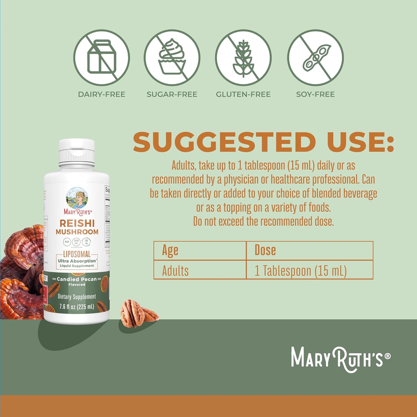 Vegan Reishi Liposomal Multivitamin for Immunity, Beauty & Wellness - Candied Pecan & Peach Flavor | Clean Label Project Verified & Gluten-Free